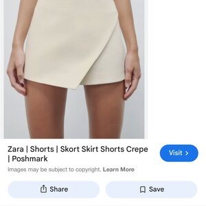 Zara Cream Crepe Skort Shorts